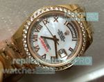 Replica Rolex Day-Date White Roman Dial All Gold Watch 36 mm